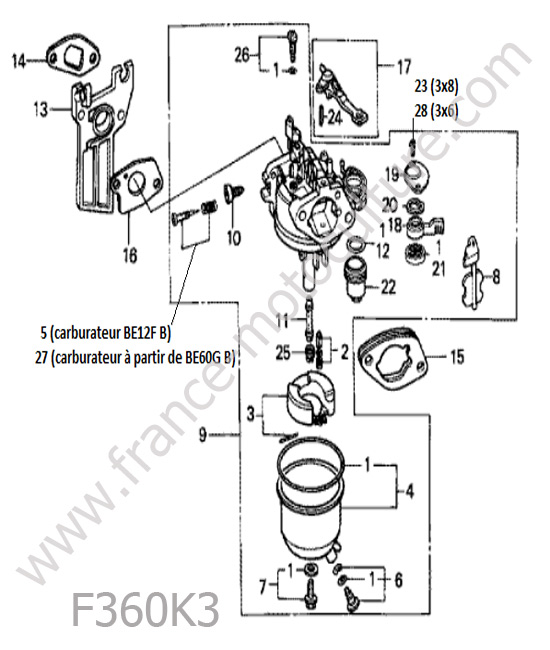 Carburateur HONDA F360K3