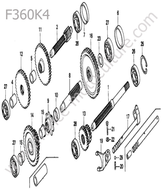 Arbres/pignons HONDA F360K4