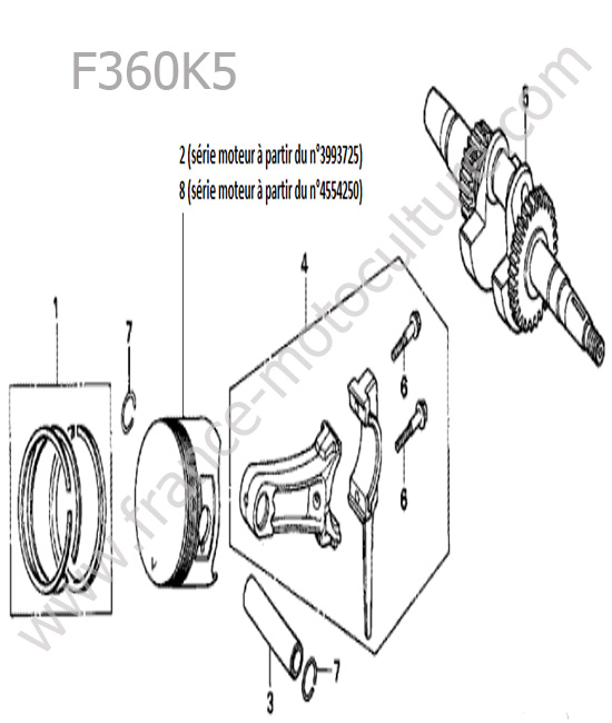 Piston/vilebrequin HONDA F360K5