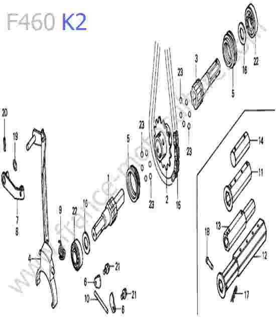 HONDA - F460K2 : Arbres sortie