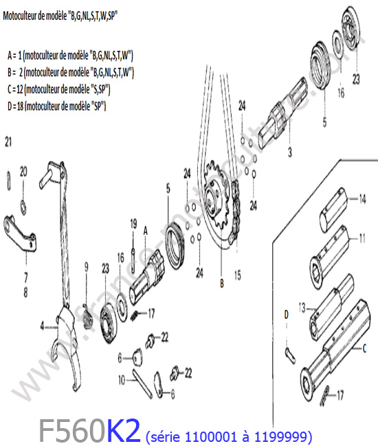 Arbre roue HONDA F560K2-1
