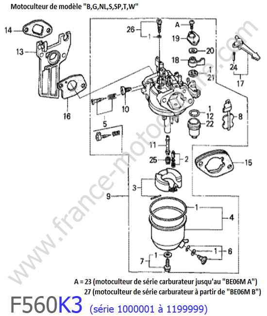 Carburateur HONDA F560K3-1