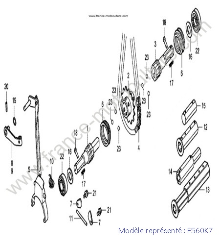 Arbres roues/chaine - K7 HONDA F560K7