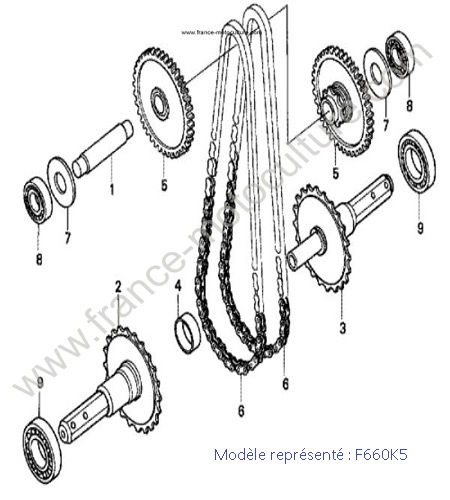 Chaine/arbre sortie - K5 HONDA F660K5