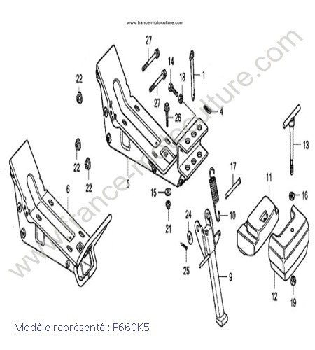 Support moteur bequille - K5 HONDA F660K5