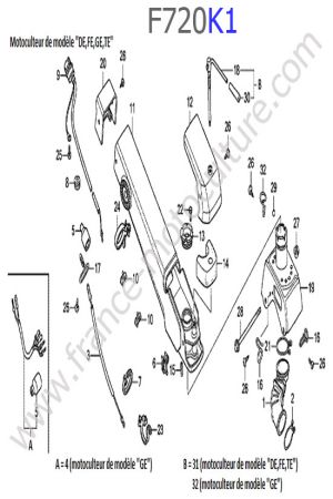 HONDA - F720K1 : Colonne / Mancheron