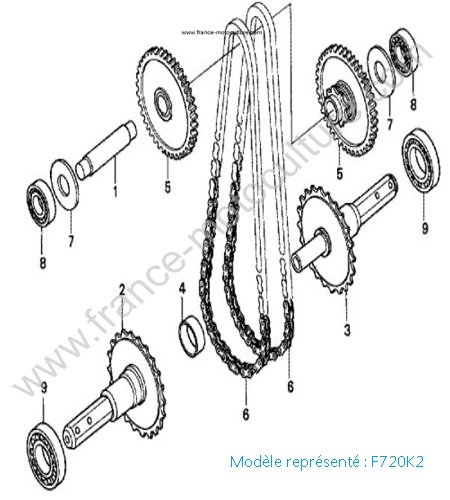 Chaine/arbres roues - K2 HONDA F720K2