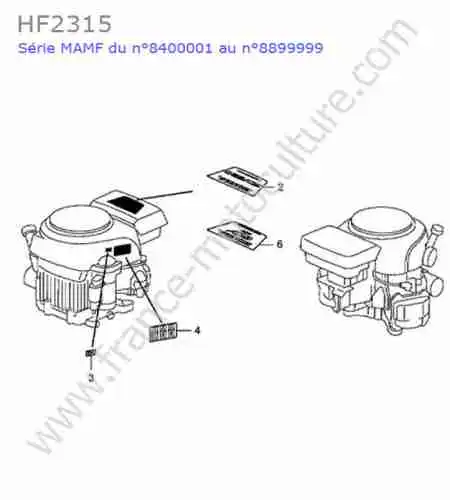 HONDA - HF2315 : Etiquettes moteur