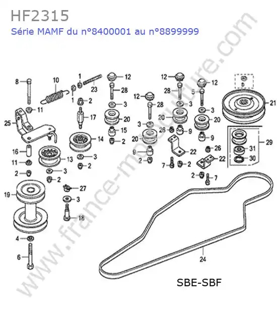Poulie-courroie avancement (sbe-sbf) HONDA HF2315