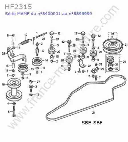 HONDA - HF2315 : Poulie-courroie avancement (sbe-sbf)