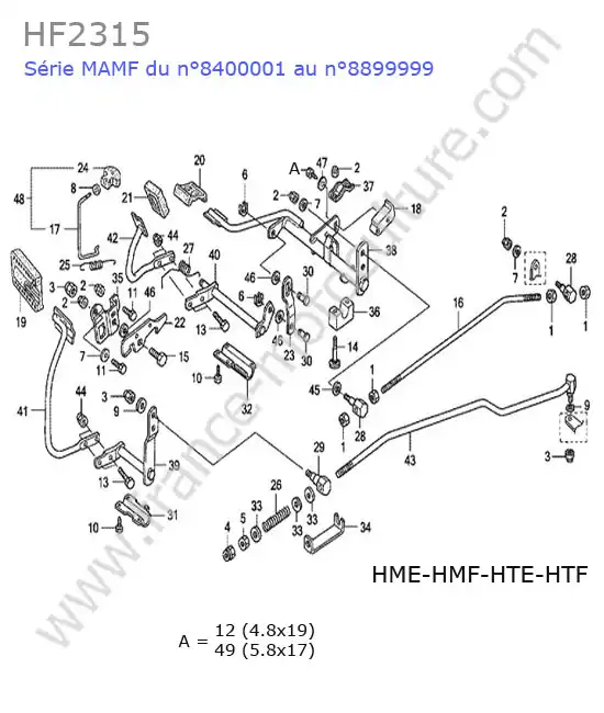 Commandes (hme-hmf-hte-htf) HONDA HF2315