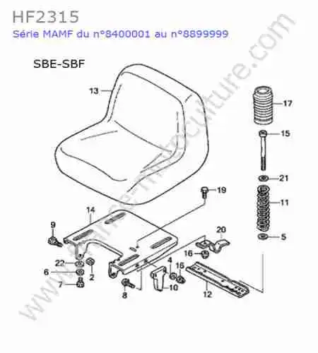 HONDA - HF2315 : Siege (sbe-sbf)