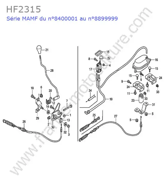 Levier / commutateur embrayage coupe HONDA HF2315