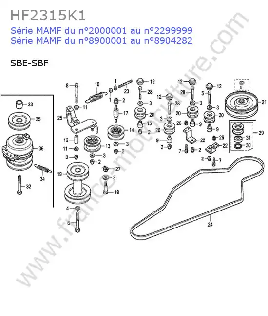 Courroie transmission (sbe-sbf) HONDA HF2315K1