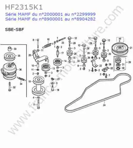 HONDA - HF2315K1 : Courroie transmission (sbe-sbf)