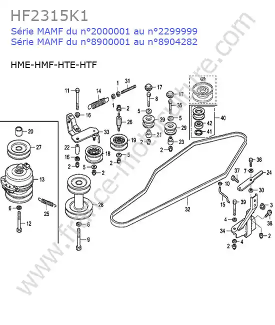 Courroie transmission (hme-hmf-hte-htf) HONDA HF2315K1