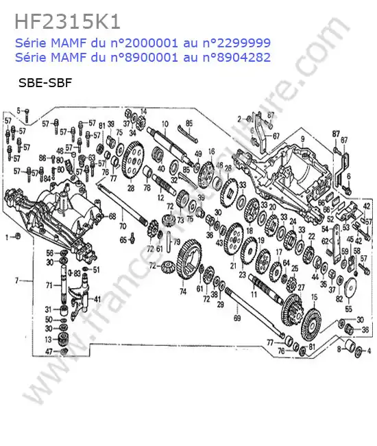 Boite vitesses (sbe-sbf) HONDA HF2315K1