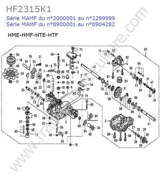 Boite vitesses (hme-hmf-hte-htf) HONDA HF2315K1