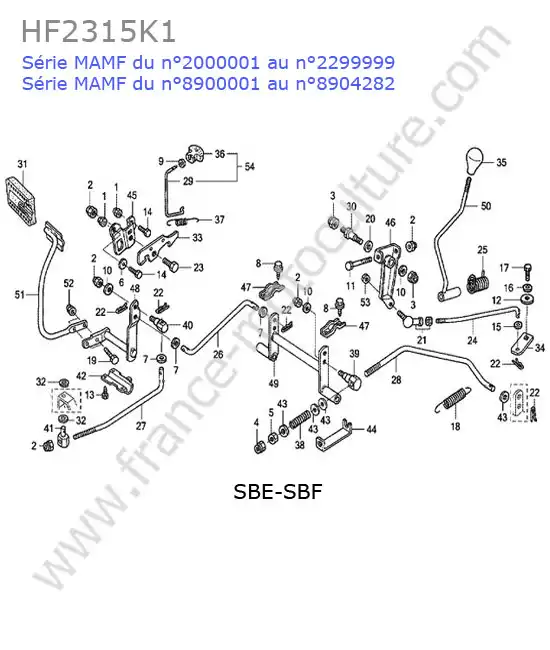 Commandes (sbe-sbf) HONDA HF2315K1