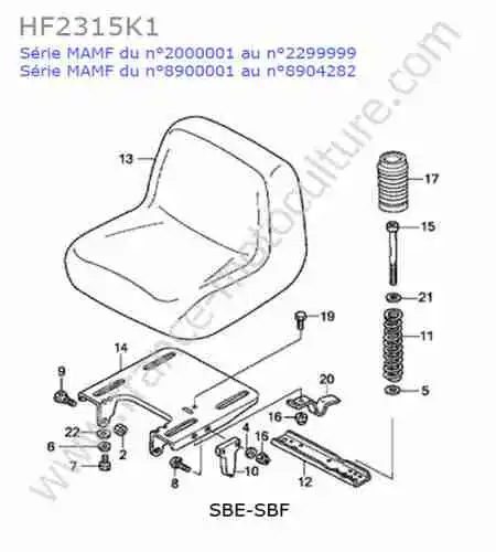HONDA - HF2315K1 : Siege (sbe-sbf)