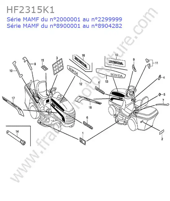 Etiquettes HONDA HF2315K1