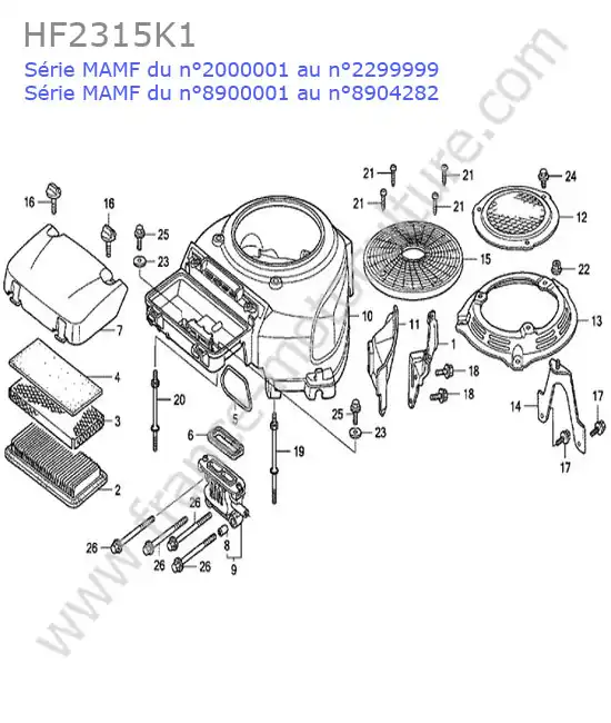 Capot moteur / filtre air HONDA HF2315K1