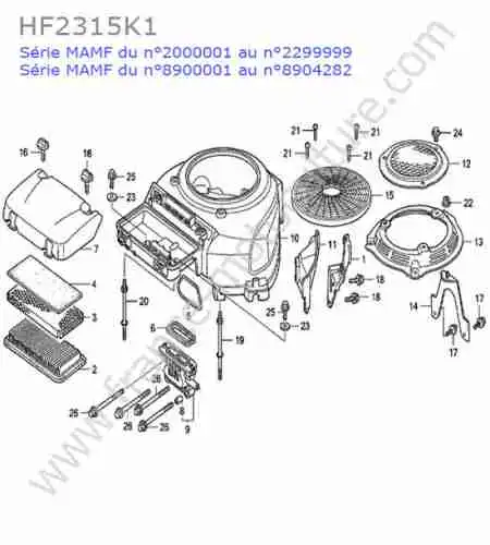 HONDA - HF2315K1 : Capot moteur / filtre air