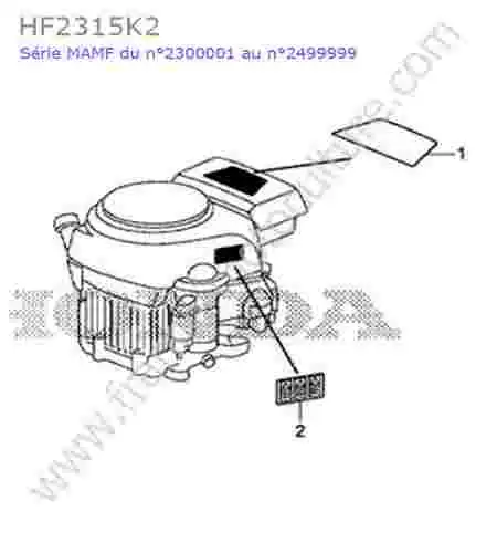 HONDA - HF2315K2 : Etiquettes moteur