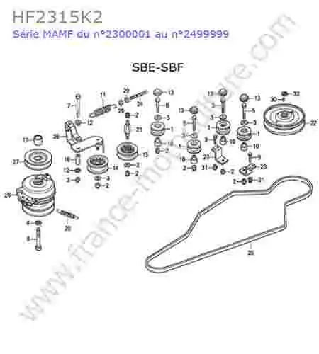 HONDA - HF2315K2 : Courroie avancement (sbe-sbf)