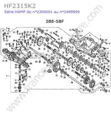 HONDA - HF2315K2 : Boite vitesses (sbe-sbf)