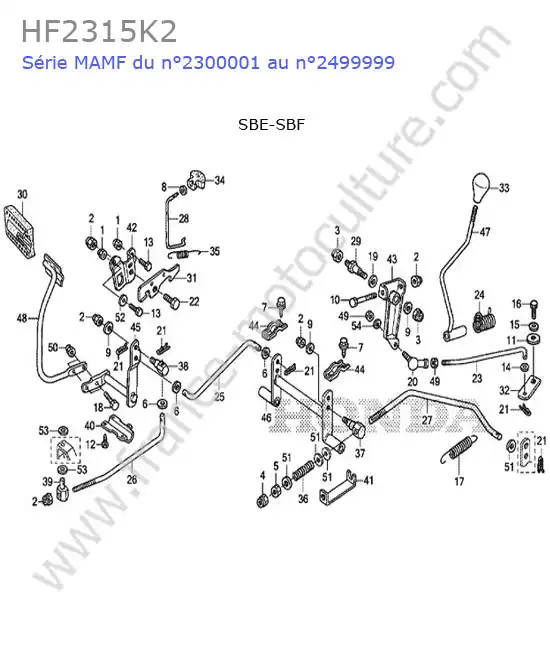 Commandes (sbe-sbf) HONDA HF2315K2