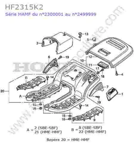 HONDA - HF2315K2 : Marchepied