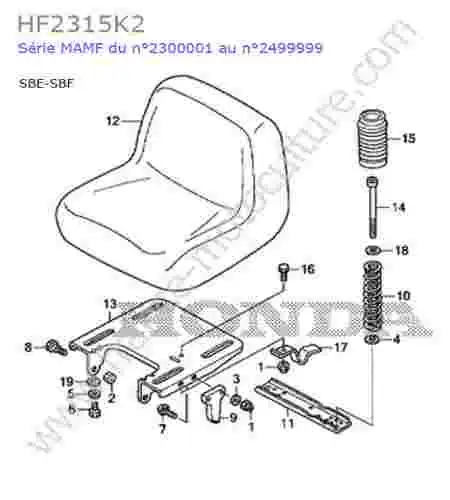 HONDA - HF2315K2 : Siege (sbe-sbf)