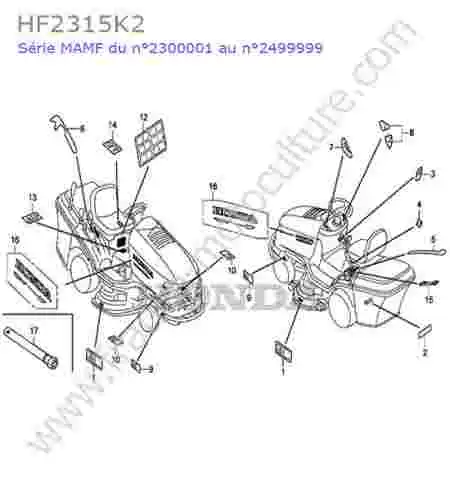 HONDA - HF2315K2 : Etiquettes