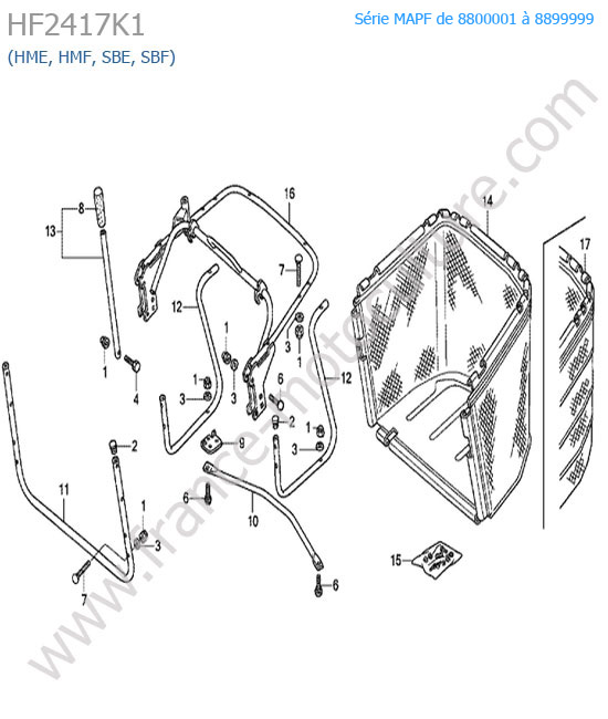 Bac arriere (hme/sbe) HONDA HF2417K1