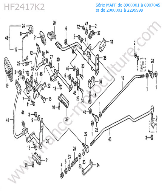 Systeme pedale HONDA HF2417K2