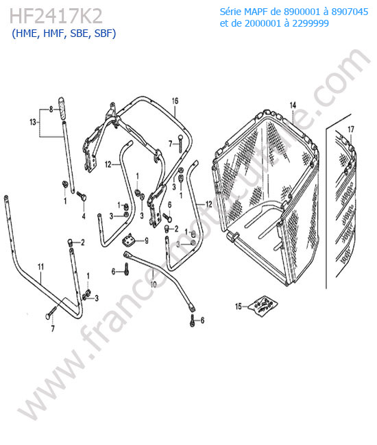 Bac arriere (hme/sbe) HONDA HF2417K2