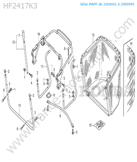 Bac arriere (hme/hbe) HONDA HF2417K3