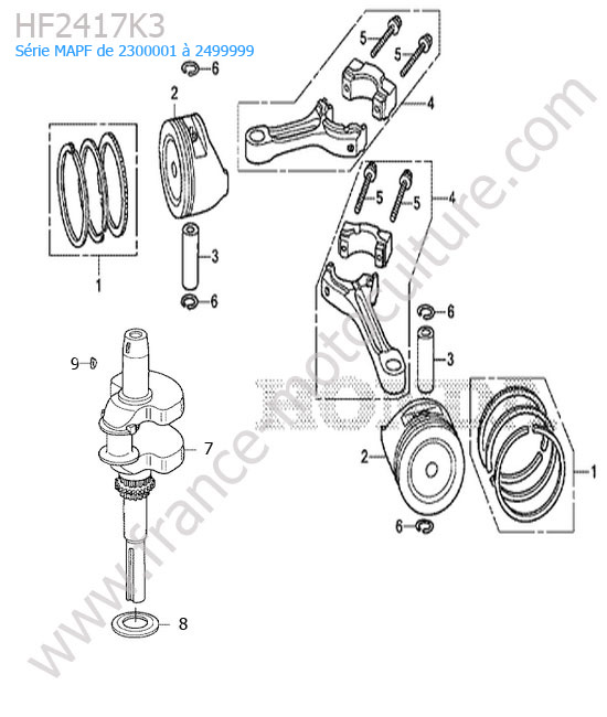 Vilebrequin / piston HONDA HF2417K3