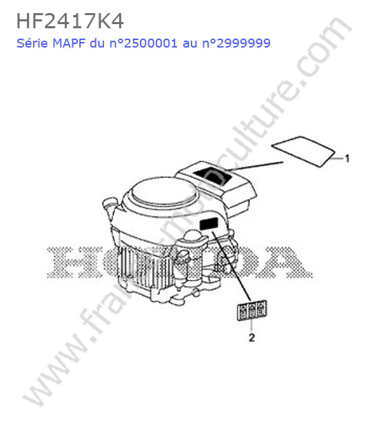 Etiquettes moteur HONDA HF2417K4