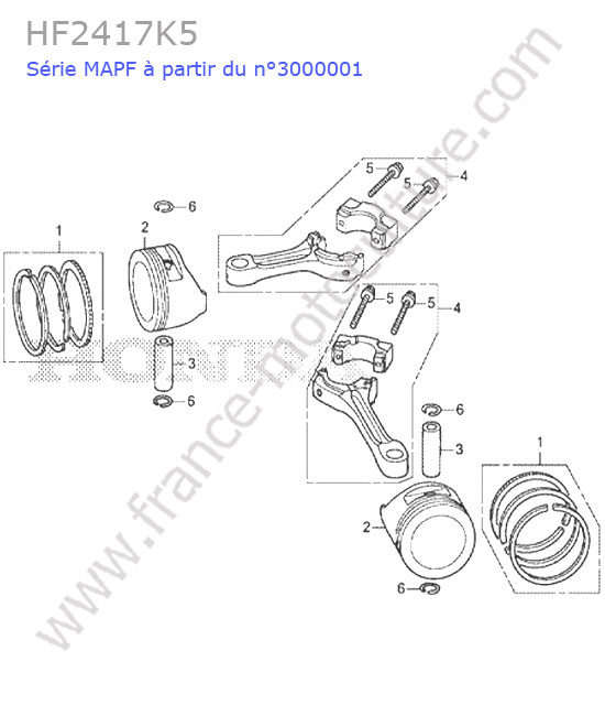 Bielles - pistons HONDA HF2417K5