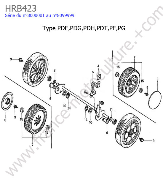 Roue arriere - fd/pe/pg HONDA HRB423