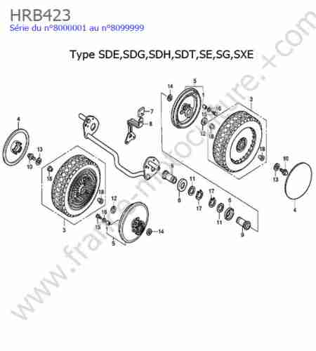 HONDA - HRB423 : Roue arriere - sd/se/sx