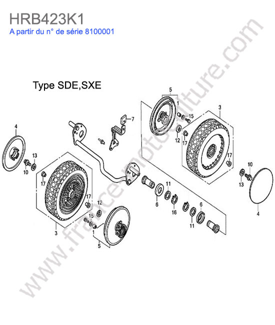 Roue arriere - sde/sxe HONDA HRB423K1