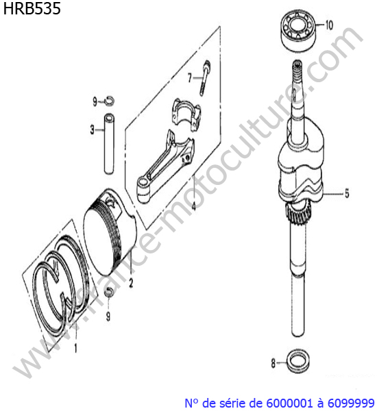 Vilebrequin/piston HONDA HRB535