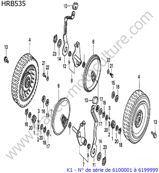 Roues arrières HONDA HRB535K1
