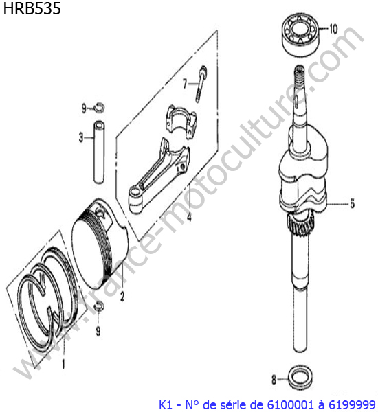 Vilebrequin/piston HONDA HRB535K1