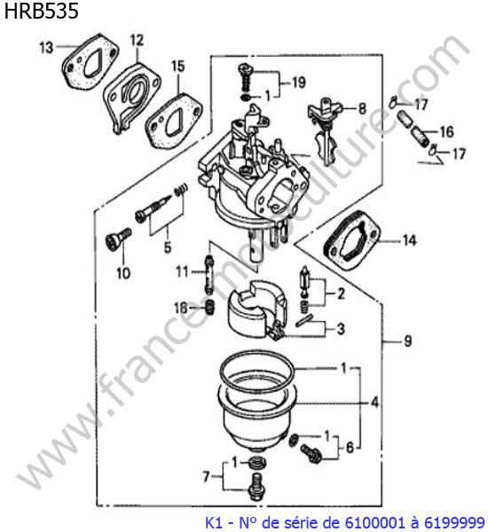 Carburateur HONDA HRB535K1