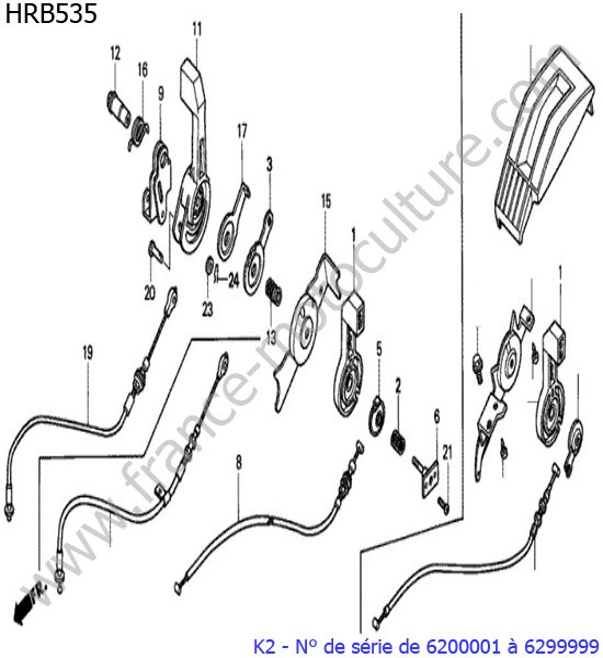 Levier accelerateur 2 HONDA HRB535K2