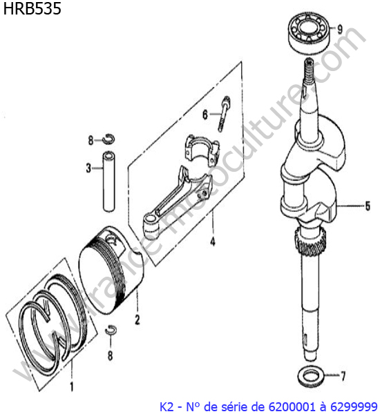 Vilebrequin/piston HONDA HRB535K2